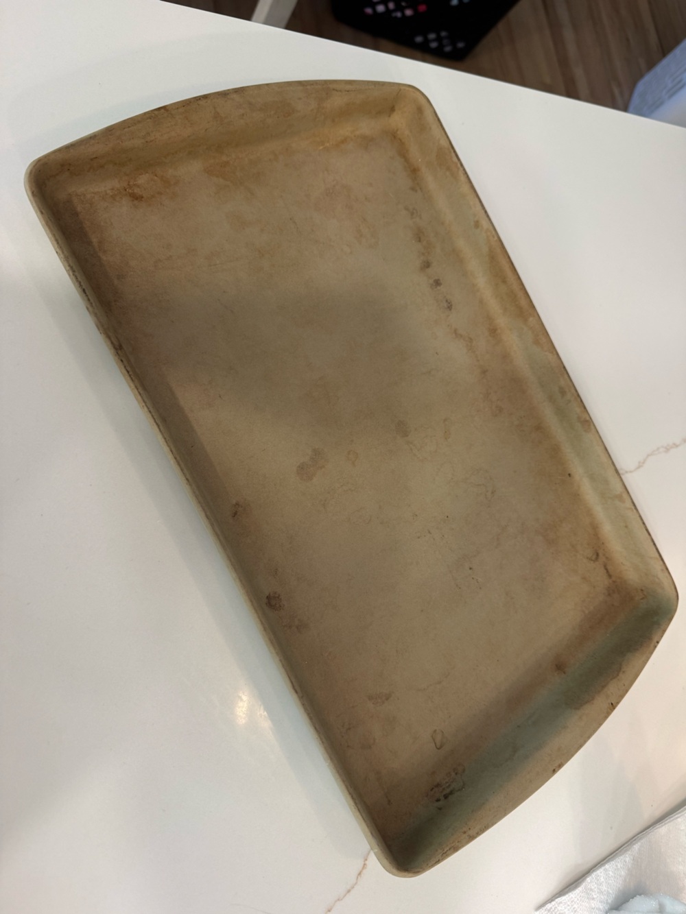 The Pampered Chef Rectangular Ceramic Tray in Beige-Tan